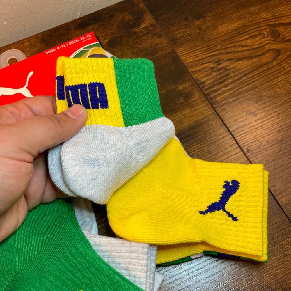 Puma World Cup Socks Selecao Brasil Futebol Mens 8-13 Quarter Crew 6 Pair 2026